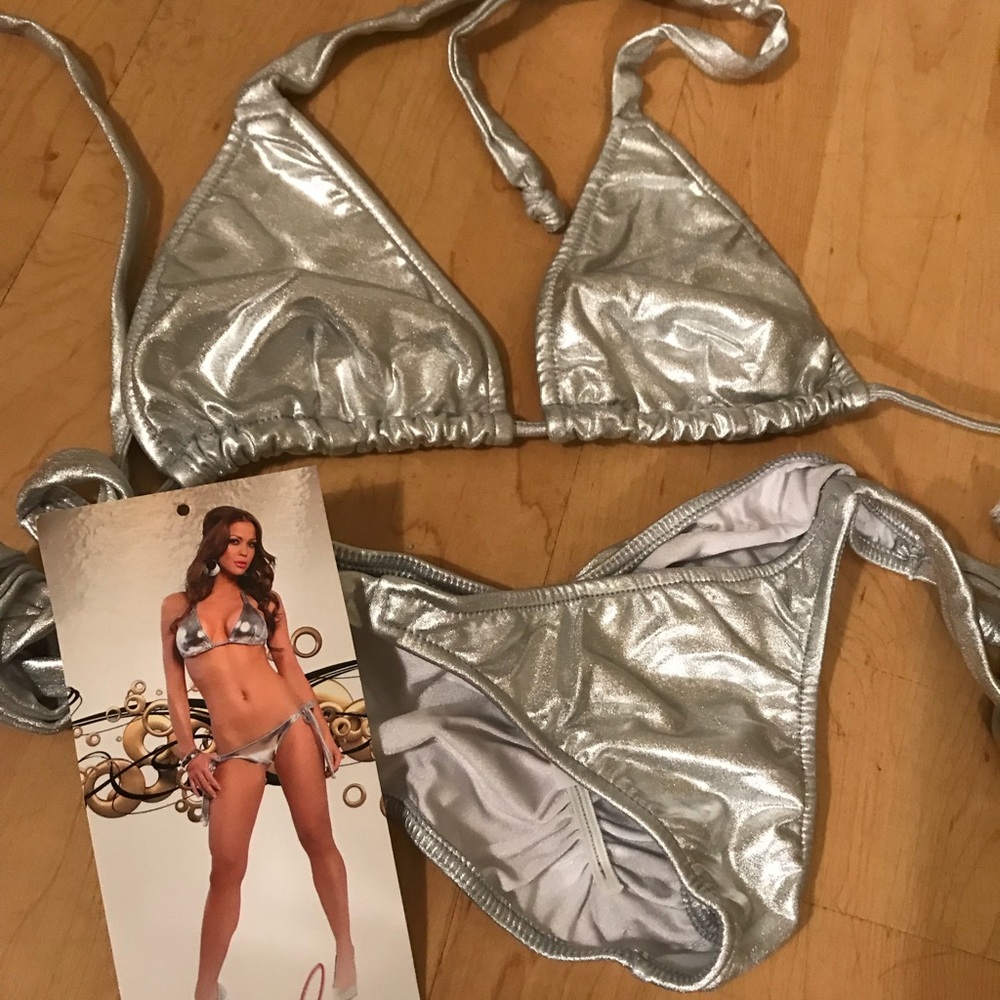 Women’s Silver Metallic Teeny Bikini